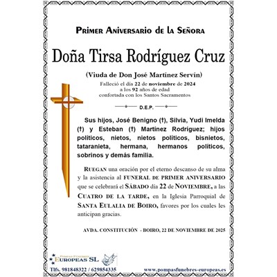 Doña Tirsa Rodríguez Cruz (22/11/2025)